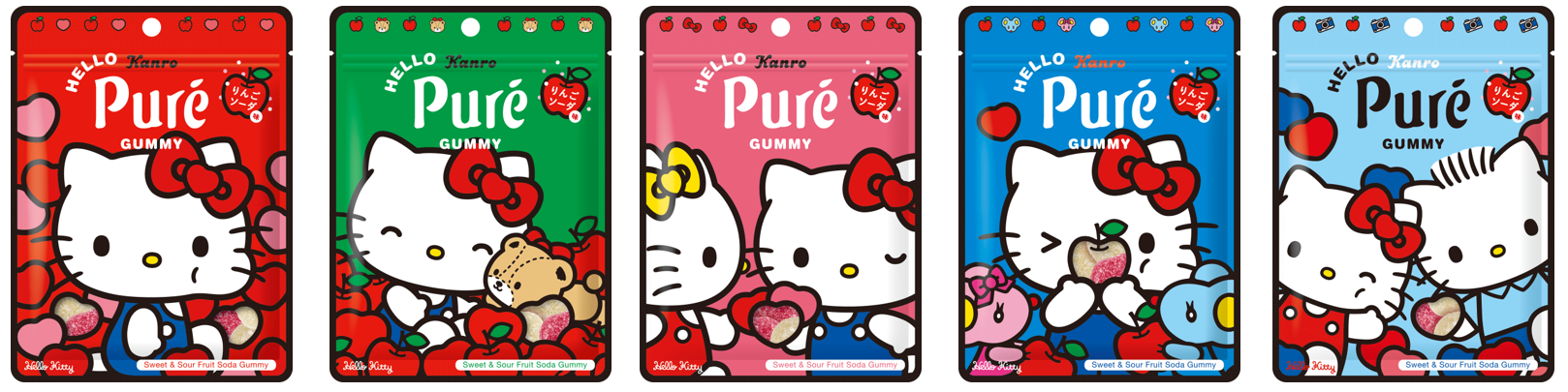 同商品5種類のパッケージ。5袋セット販売や5つの味を示す画像ではありません